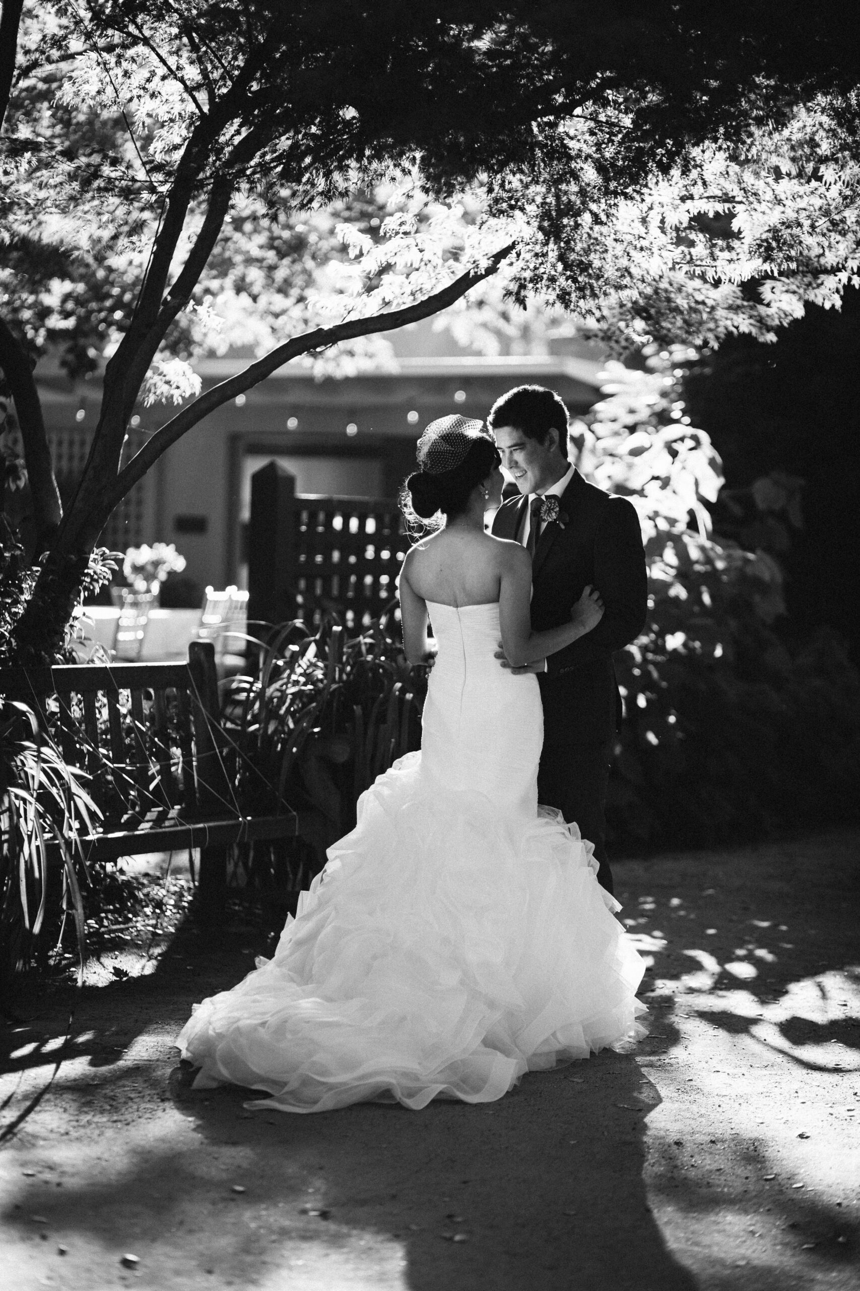 bride and groom black and white